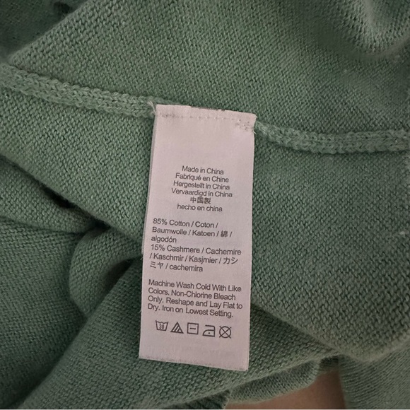 J Crew Cotton Cashmere Blend Green Sweater, Size Medium - Picture 9 of 9
